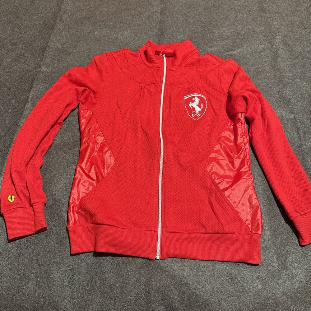 y2k Puma Ferrari Track Jacket Womens medium Red Full Zip Logo sporty fitted